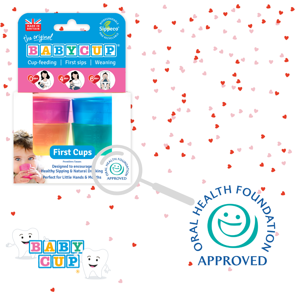 First Cups approved by Oral Health Foundation for encouraging healthy dveelopment of mouth teeth and jaw